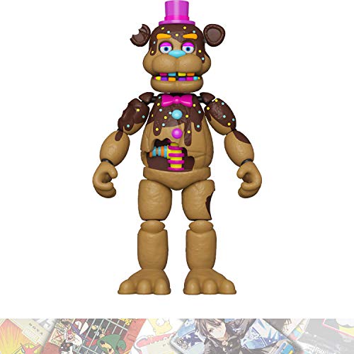 Chocolate Freddy: Action Figure Vinyl Figurine Bundle with 1 F N A F Theme Compatible Trading Card (54660)